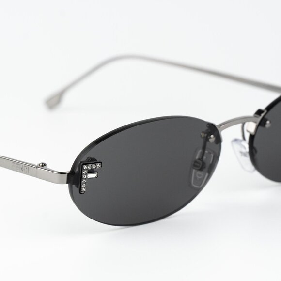 Fendi FIRST CRYSTAL Men Sunglasses Silver Grey Oval FE4075US 12A NEW AUTHENTIC - Picture 6 of 12
